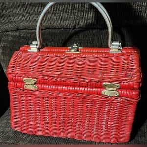 Vintage Red wicker bag